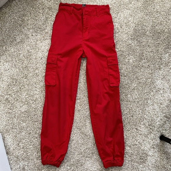 Red Cargo Jogger Pants - Picture 2 of 6